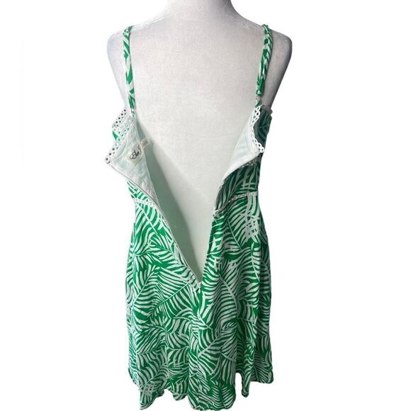 ELIZA J Tropical Linen Dress, Fit and Flare,  Midi length, green, size 12 - Picture 11 of 16